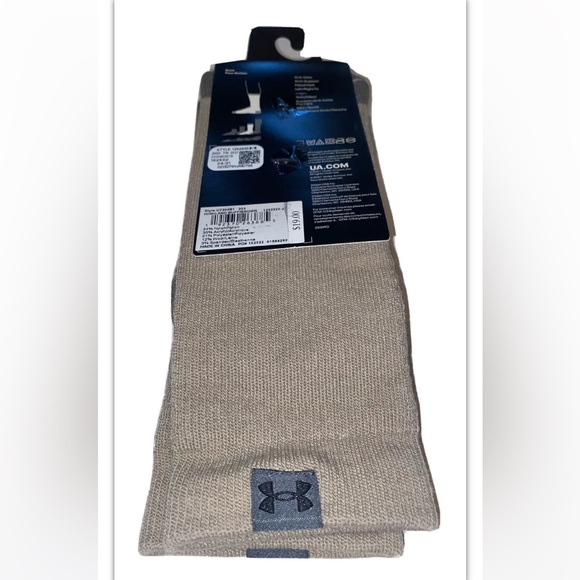 UA Under Armour Hitch Rugged Boot Crew Socks 1 Pair Men 4-8 Wmn 6-9 Brown w Logo - Picture 11 of 12